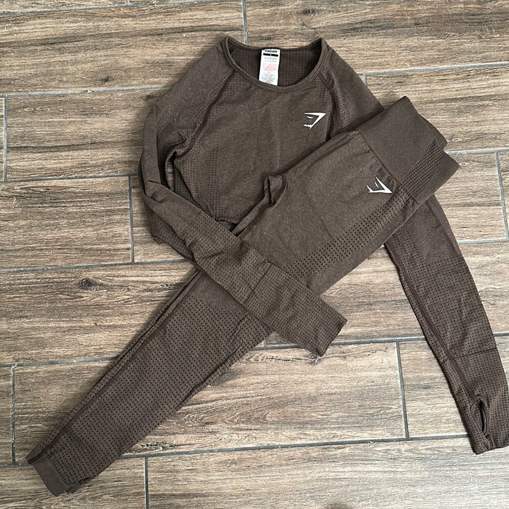 Gymshark Vital Seamless 2.0 Long Sleeve Crop Top, and Leggings Set
